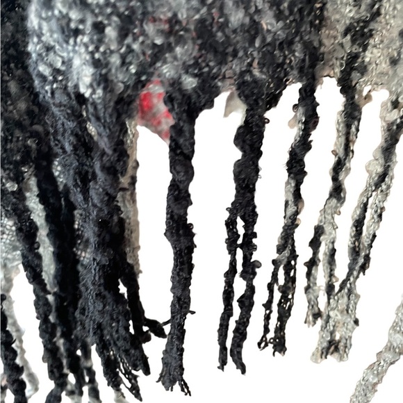 Woolrich red black plaid tunic shrug Fringe one size - Picture 4 of 6